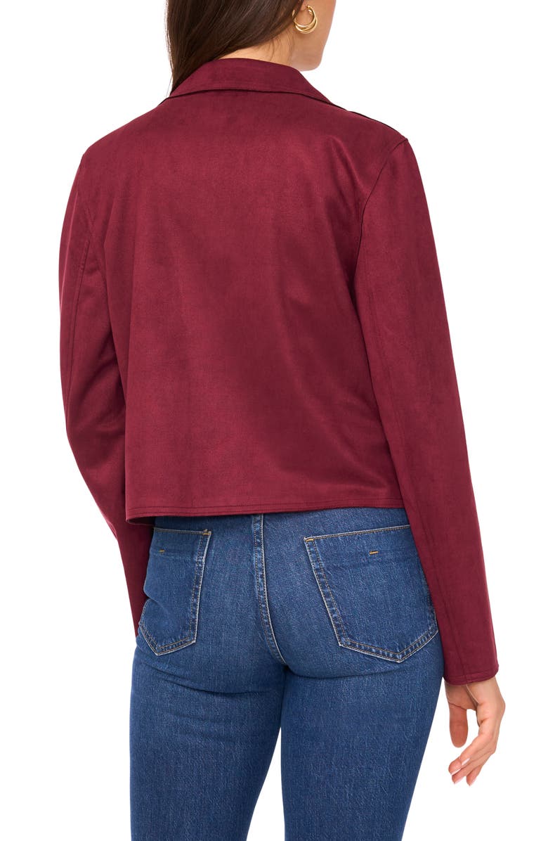 Vince Camuto One-Button Faux Suede Jacket, Alternate, color, Grape Wine