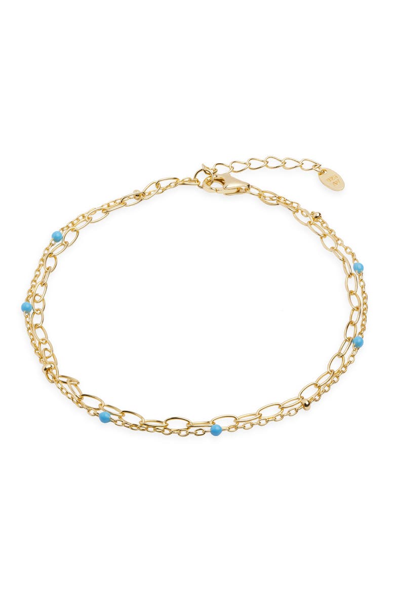 Blue Enamel Double Bracelet, Main, color, GOLD