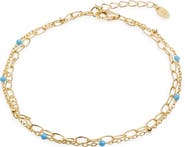 Argento Vivo Sterling Silver Blue Enamel Double Bracelet