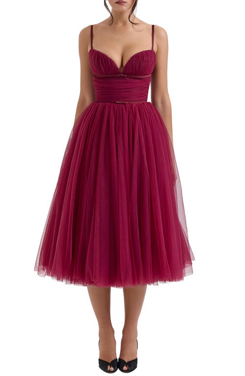 House Of Cb Princess Tulle Fit & Flare Evening Dress In Adobe Rose