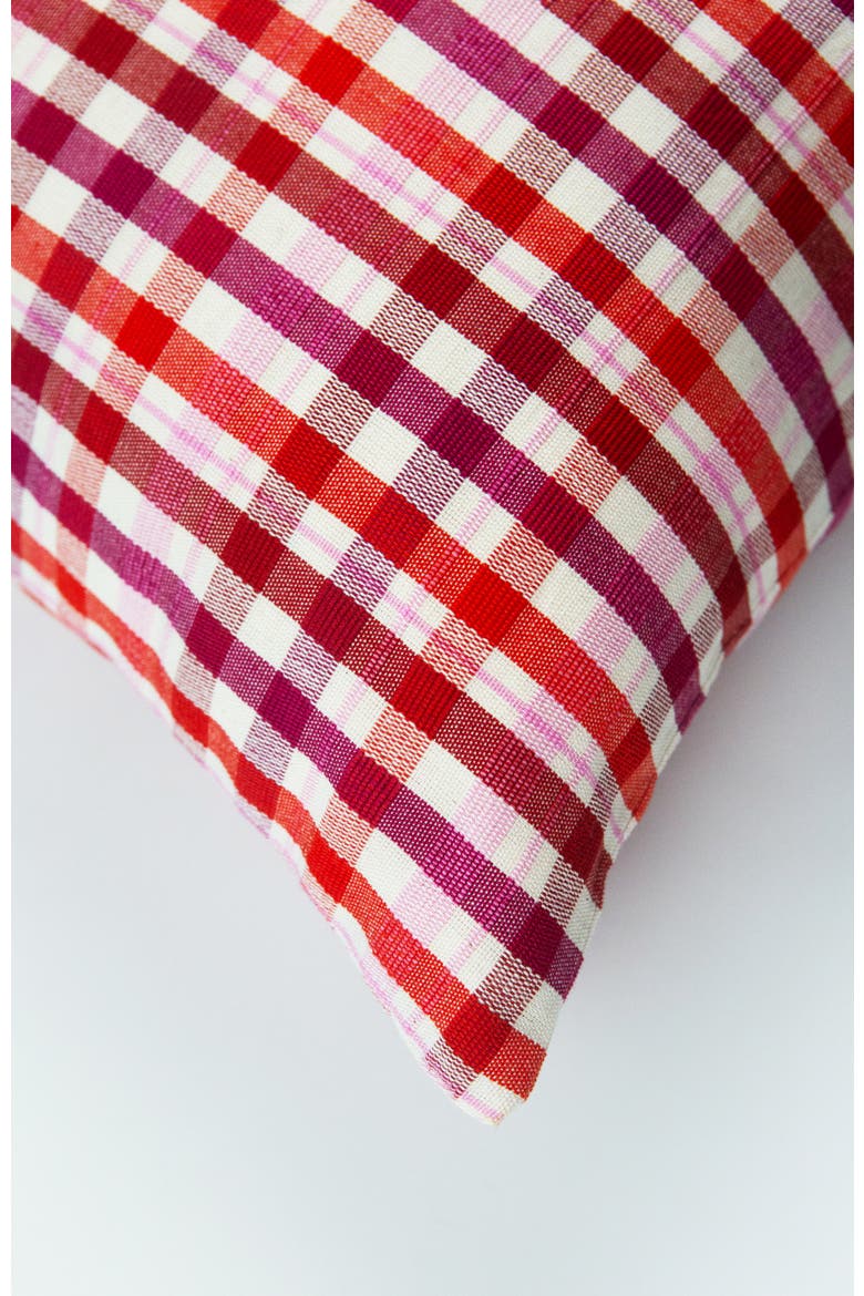 Noel Red Plaid Handwoven Cotton Rectangle Throw Pillow, Alternate, color, Red Plaid