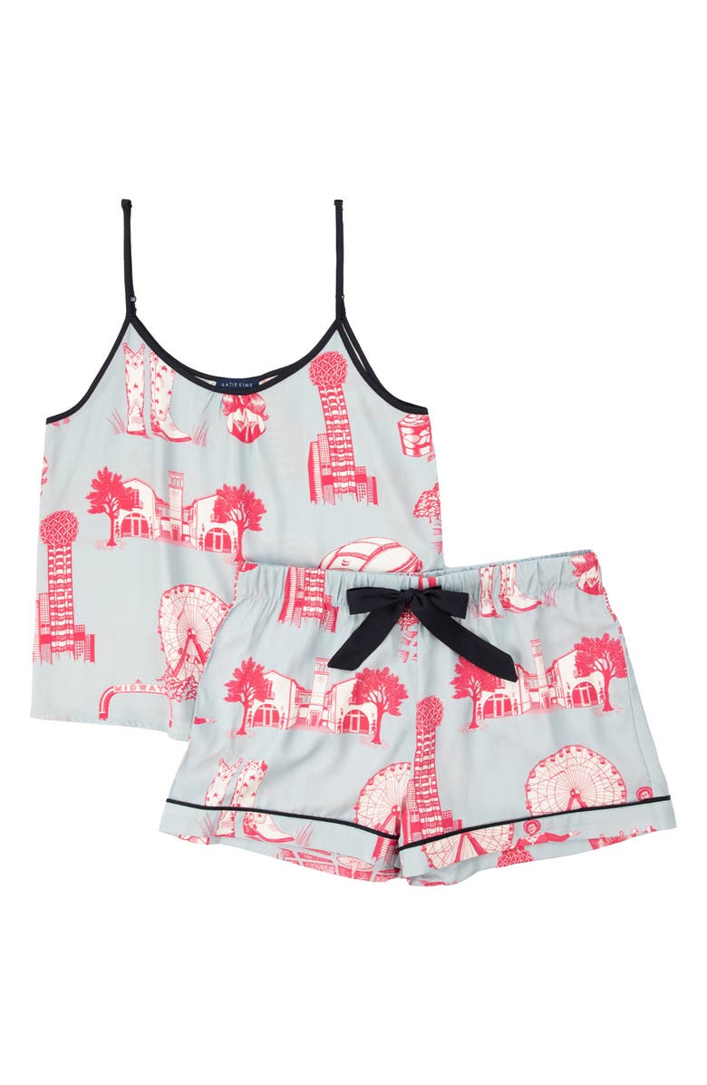 Katie Kime Dallas Toile Cami Short Pajamas, Alternate, color, Blue