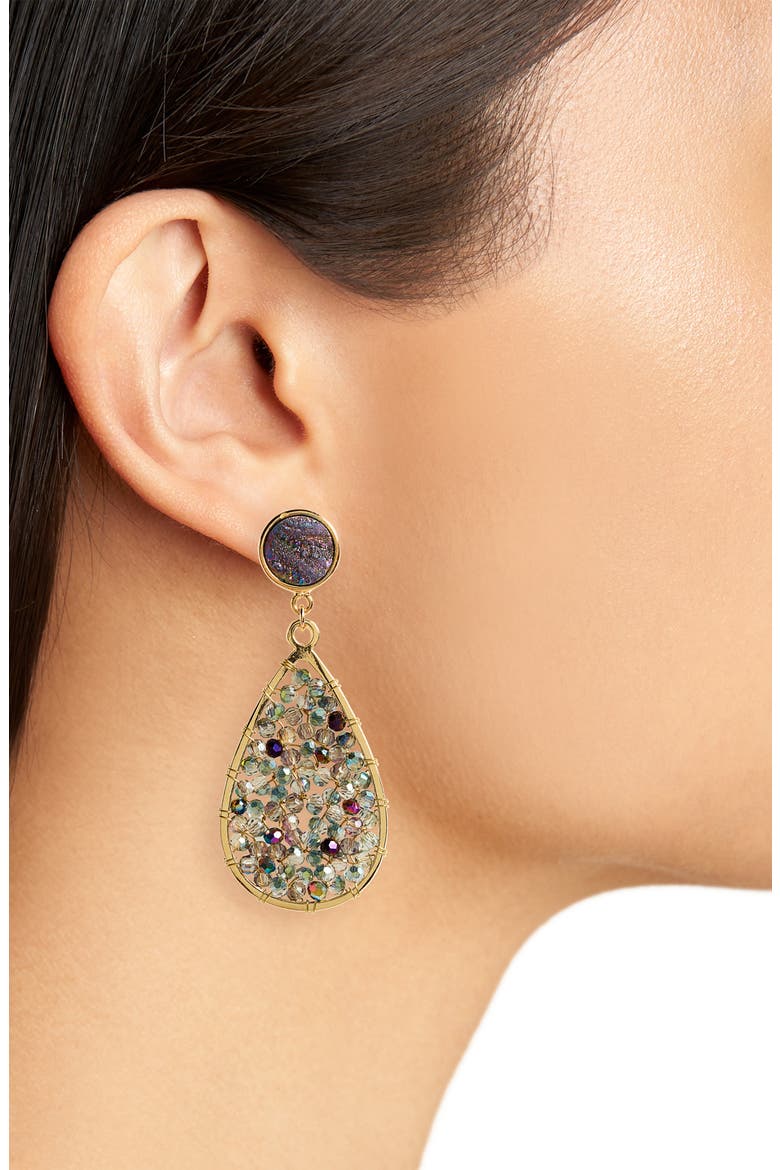 Drusy Crystal Teardrop Earrings, Alternate, color, BLUE