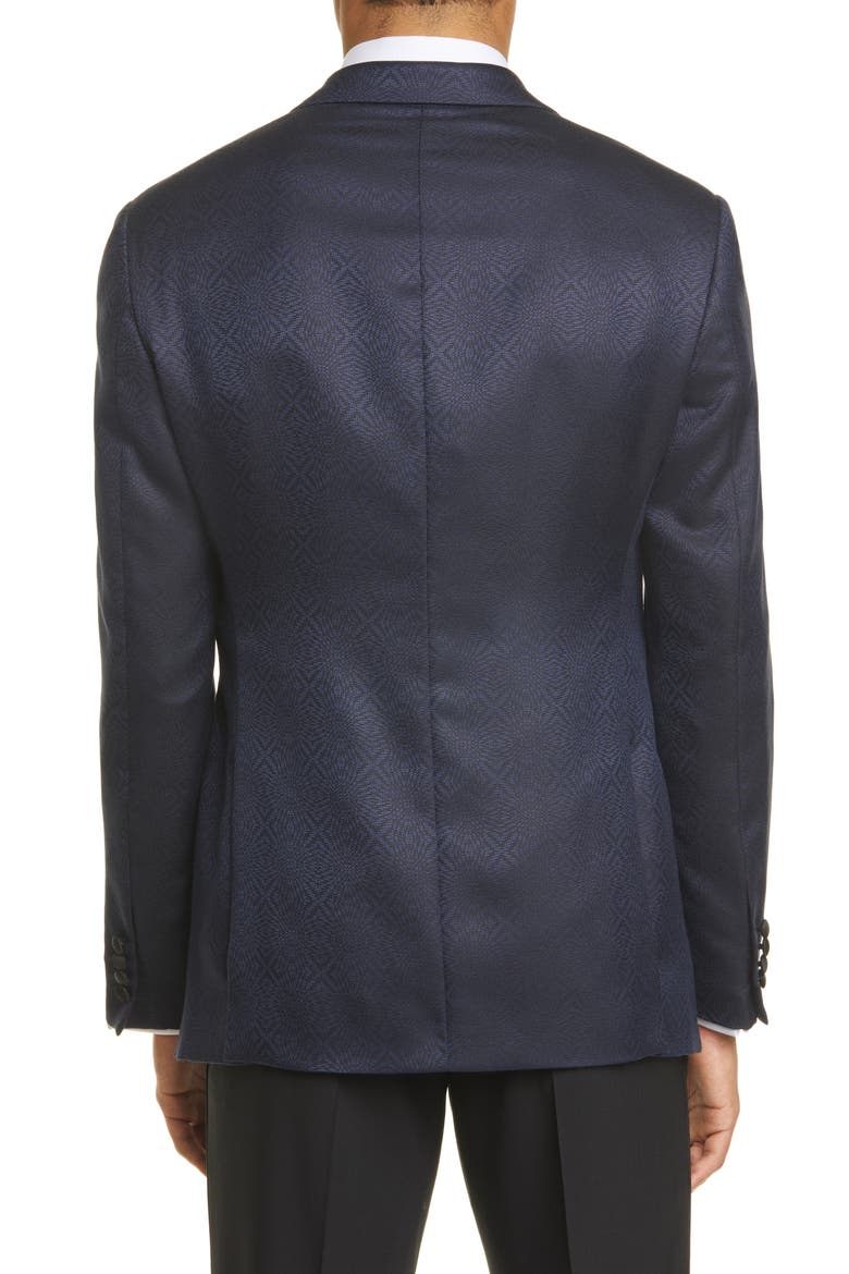 G Line Trim Fit Geometric Wool & Silk Dinner Jacket, Alternate, color, BLUE