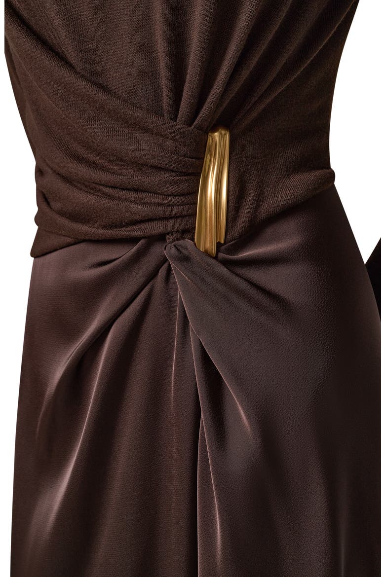 Hardware Waist Long Sleeve Dress, Alternate, color, ESPRESSO