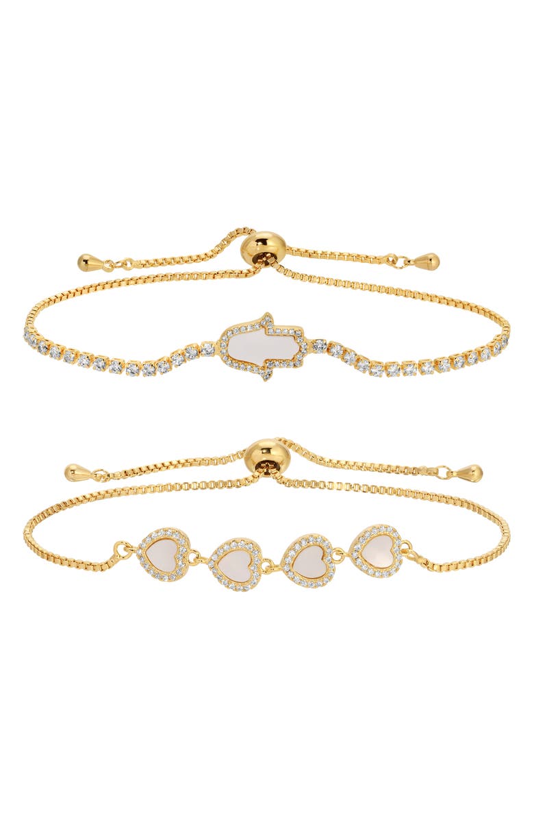 EYE CANDY LOS ANGELES Palma Set of 2 Cubic Zirconia Slider Bracelets, Main, color, Gold