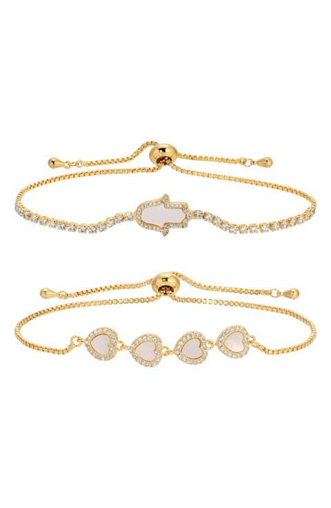 Palma Set of 2 Cubic Zirconia Slider Bracelets