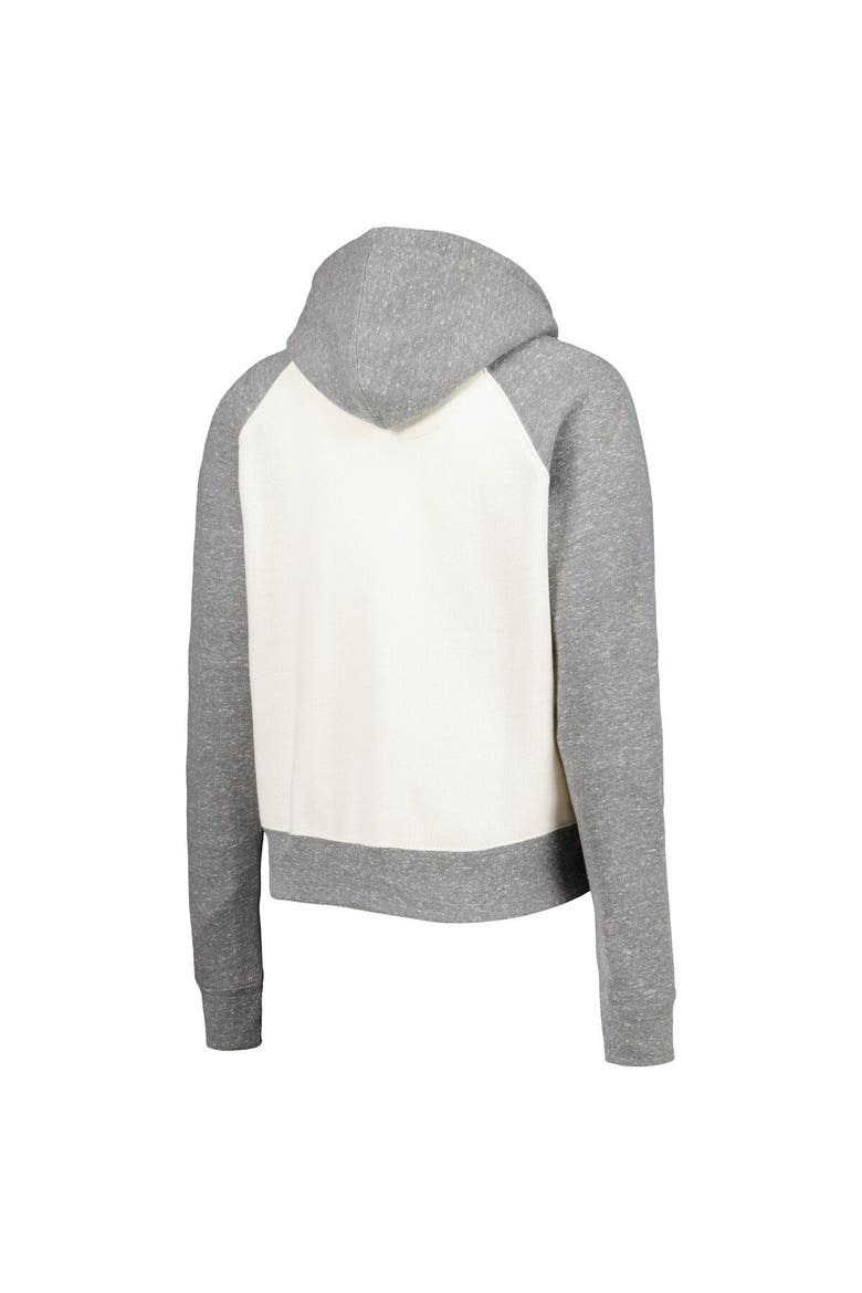 Women's Pressbox Cream/Heather Gray Oklahoma Sooners Cody Tri-Bend Raglan Pullover Hoodie, Alternate, color, White