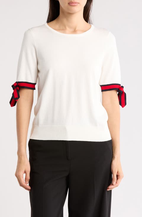 Bow Tie Short Sleeve Sweater