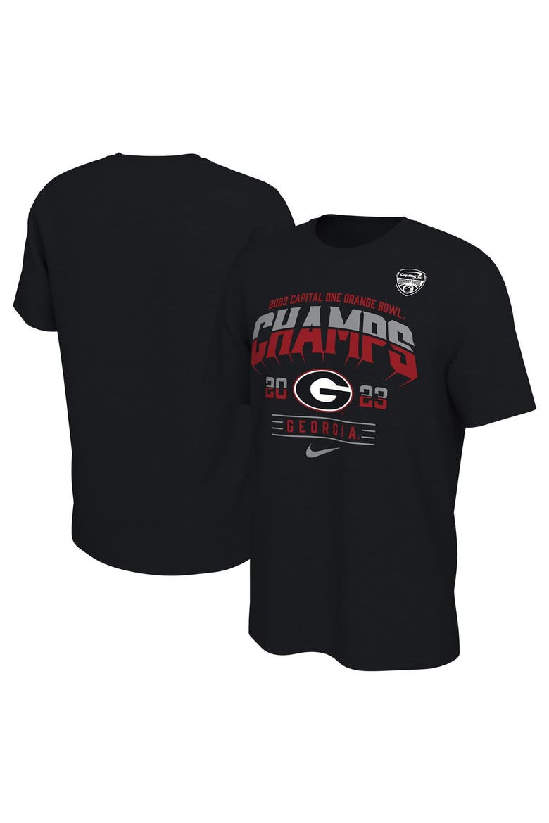 Men's Nike Black Georgia Bulldogs 2023 Orange Bowl Bowl Champions Locker Room T-Shirt, Main, color, Black