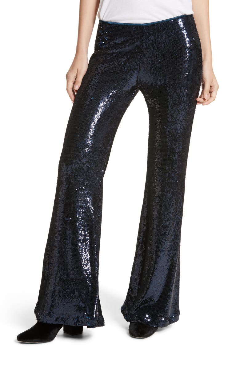 Free People The Minx Sequin Flare Pants, Main, color, 