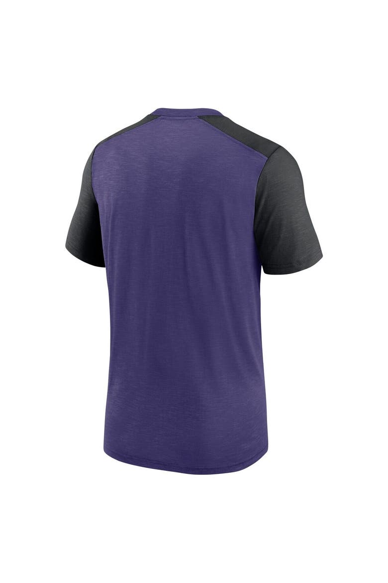 Men's Nike Heathered Purple/Heathered Black Baltimore Ravens Color Block Team Name T-Shirt, Alternate, color, Heather Purple