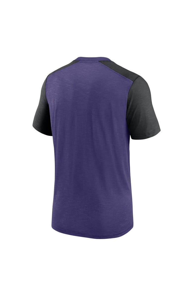 Nike Men's Nike Heathered Purple/Heathered Black Baltimore Ravens Color Block Team Name T-Shirt, Alternate, color, Heather Purple