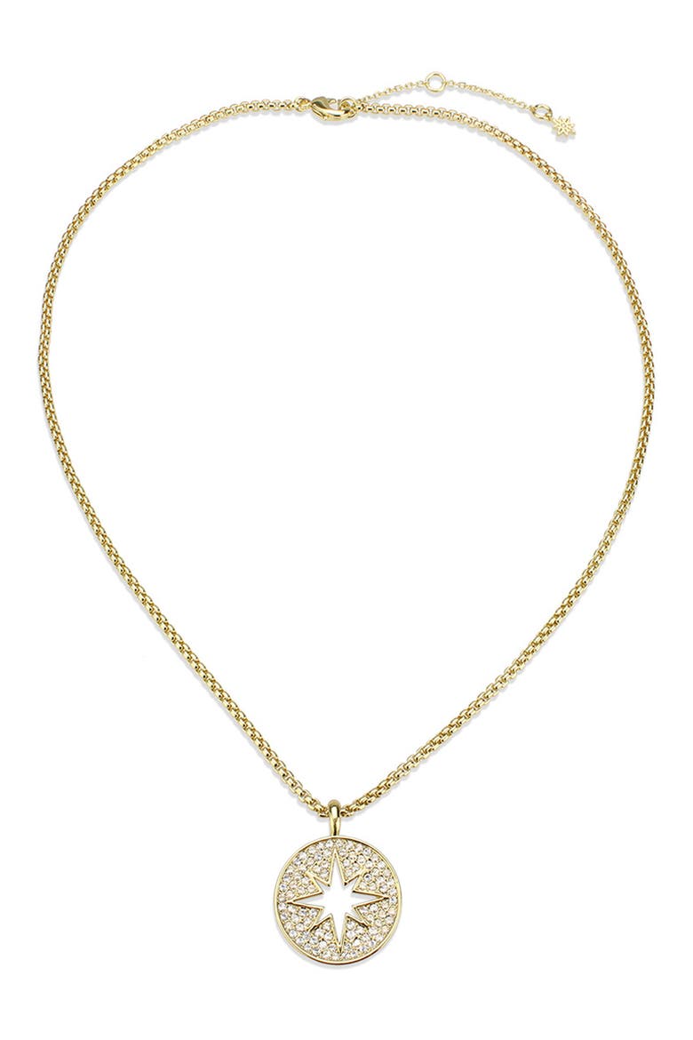 Celestial Compass Pavé CZ Pendant Necklace, Alternate, color, GOLD