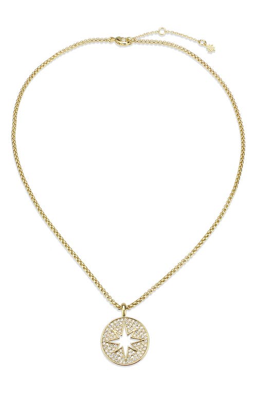 Covet Celestial Compass Pavé Cz Pendant Necklace In Gold