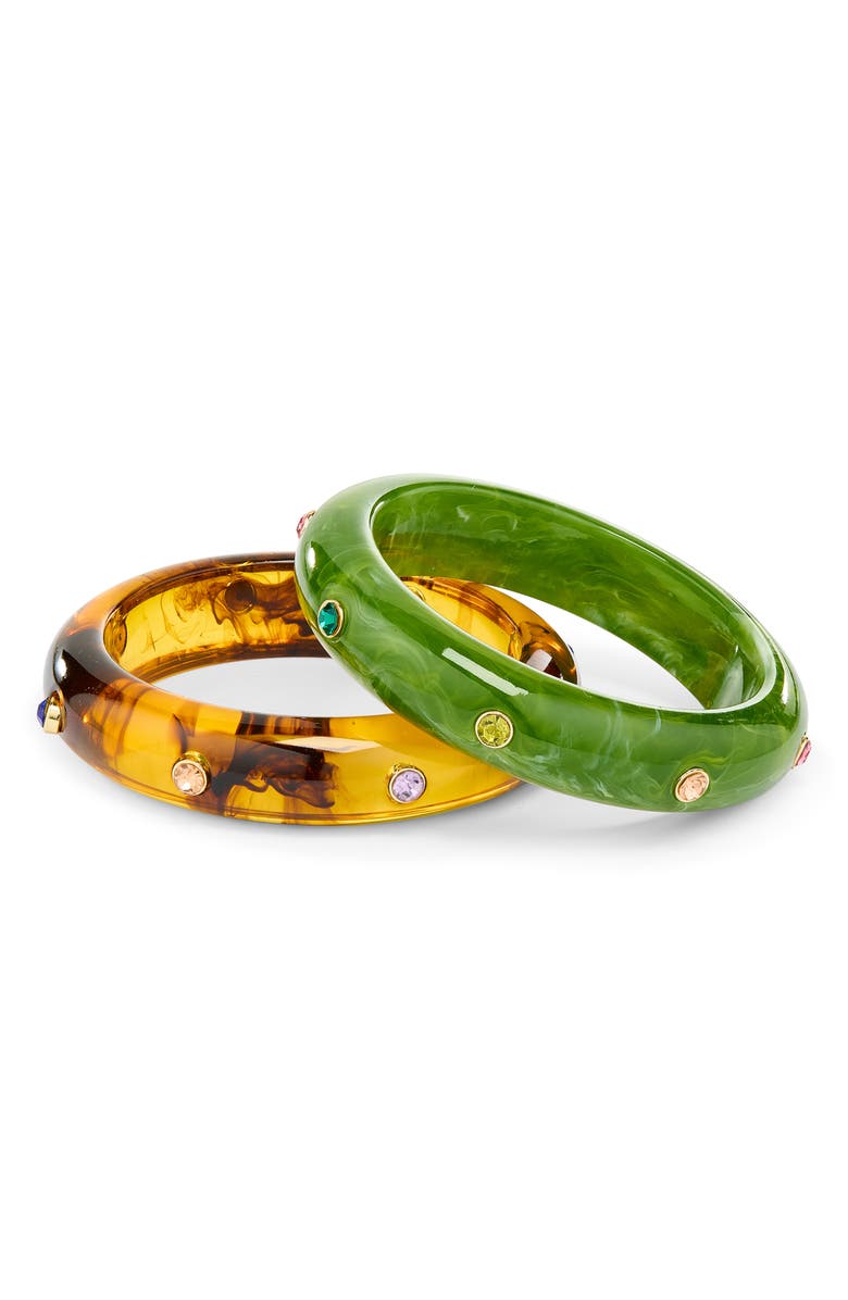 NATASHA Set of 2 Stone Bangle Bracelets, Main, color, Green/ Neutral