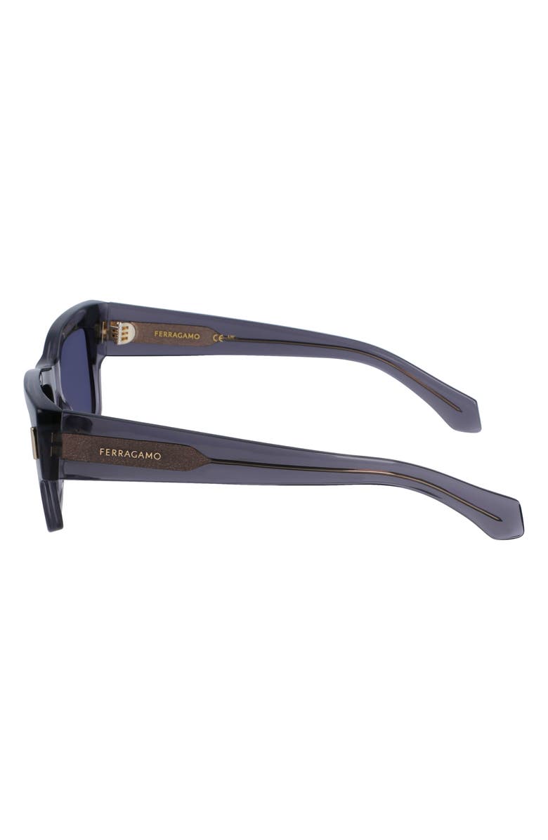 FERRAGAMO Rivets 53mm Rectangular Sunglasses, Alternate, color, Transparent Grey