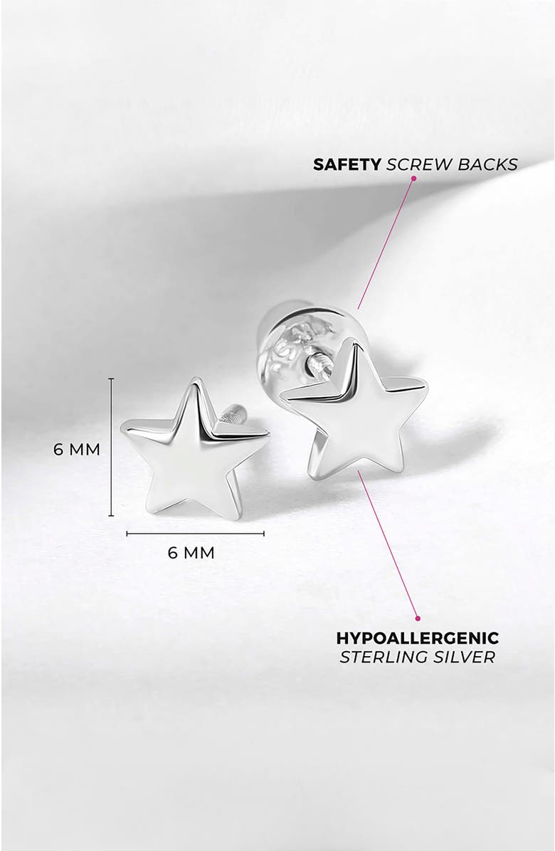 In Season Jewelry Classic Polished Star Earrings, Alternate, color, Silver