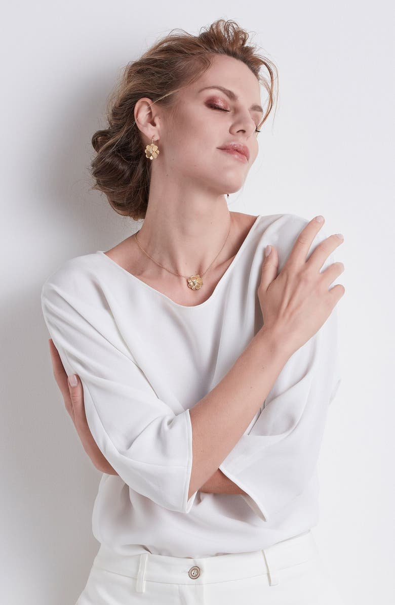 Marco Bicego Petali 18K Yellow Gold & Diamond Small Flower Pendant Necklace, Alternate, color,