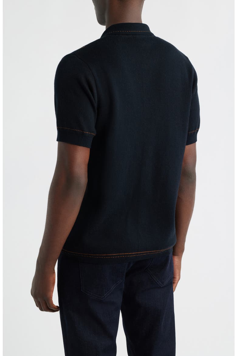 Folio Short Sleeve Cotton Knit Snap-Front Shirt, Alternate, color, DARK NAVY