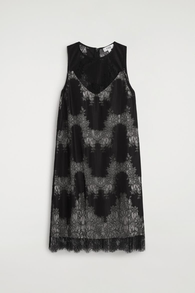 Sleeveless Lace Midi Dress, Alternate, color, BLACK