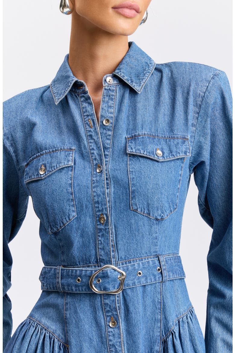 Long Sleeve Denim Midi Shirtdress, Alternate, color, SUNFADE WASH