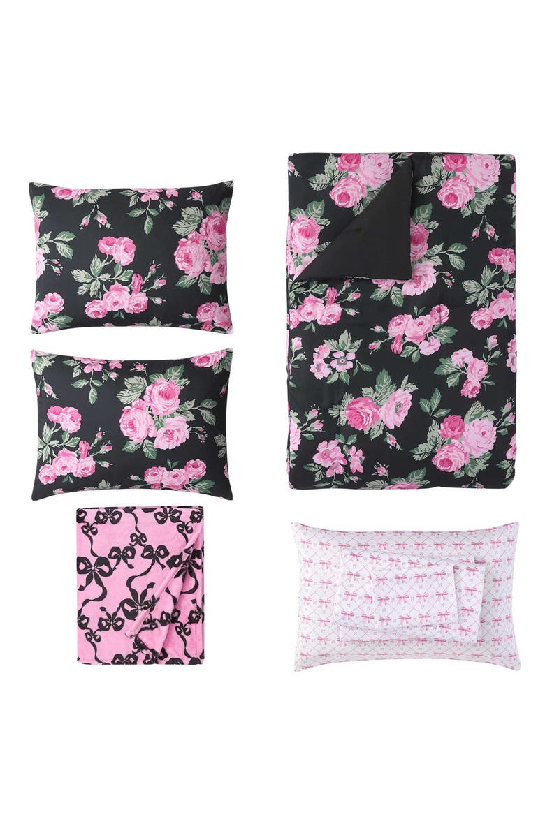 Garden Floral Comforter & Sham Set, Alternate, color, BLACK