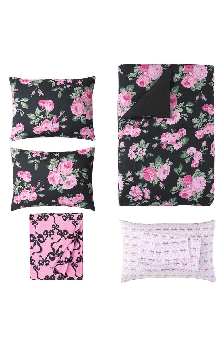 Betsey Johnson Garden Floral Comforter & Sham Set, Alternate, color, Black