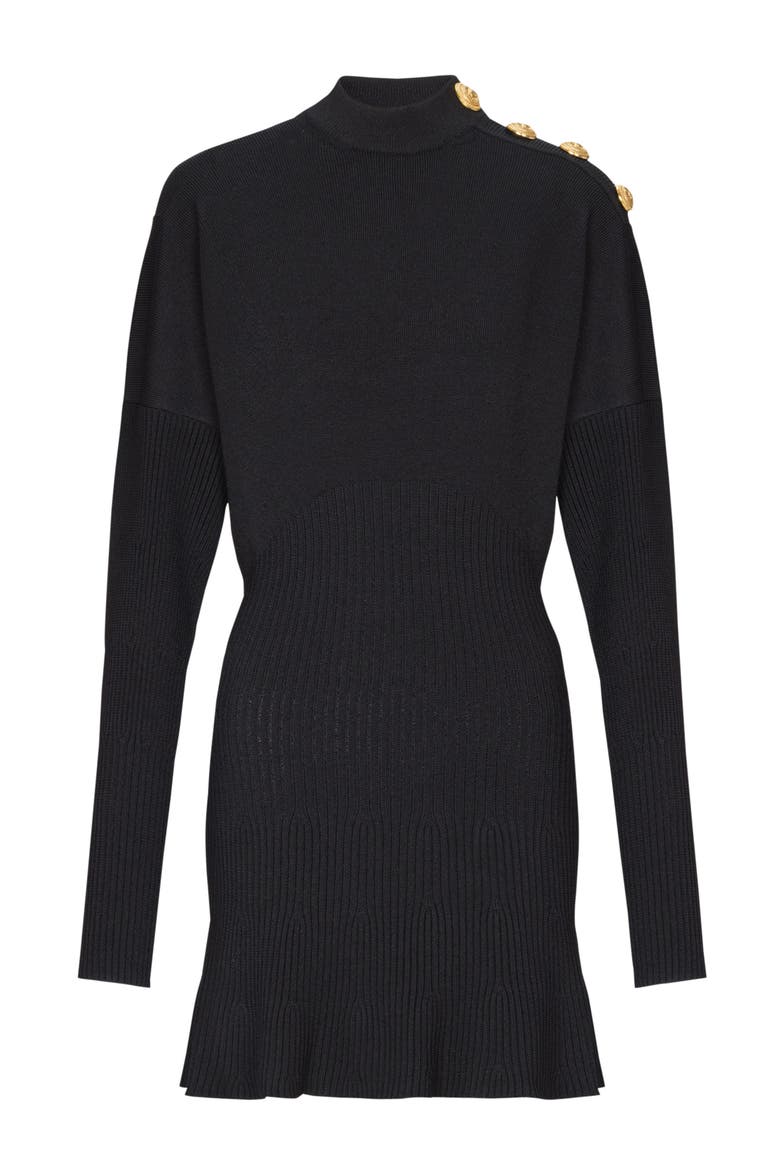 Flared knit short dress, Alternate, color, black