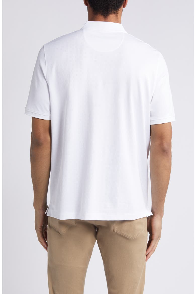 Quarter Zip Jacquard Pima Cotton Blend Knit Polo, Alternate, color, WHITE