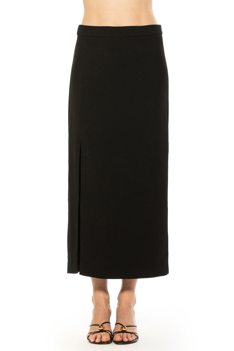 Side Slit Midi Skirt, Main, color, BLACK