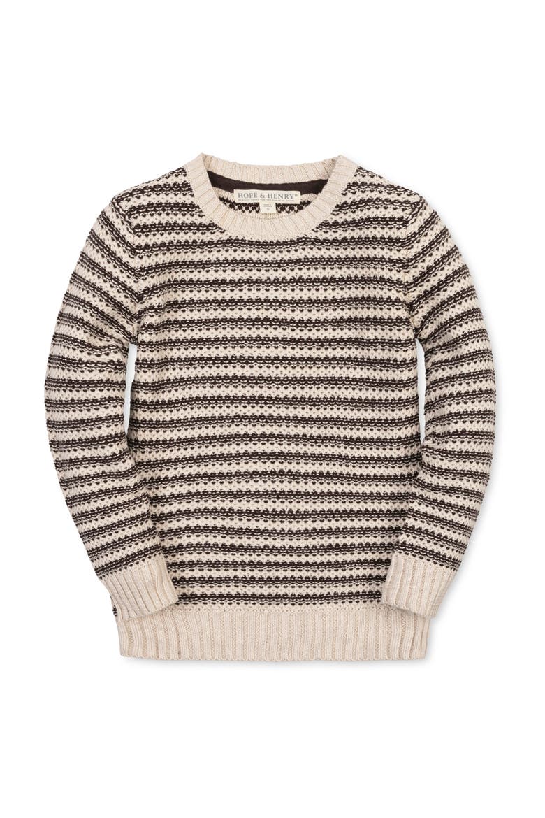 Kids' Organic Striped Crew Neck Pullover Sweater, Main, color, Chocolate and Tan Stripe