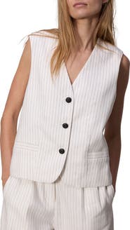rag & bone Erin Stripe Cotton & Linen Vest