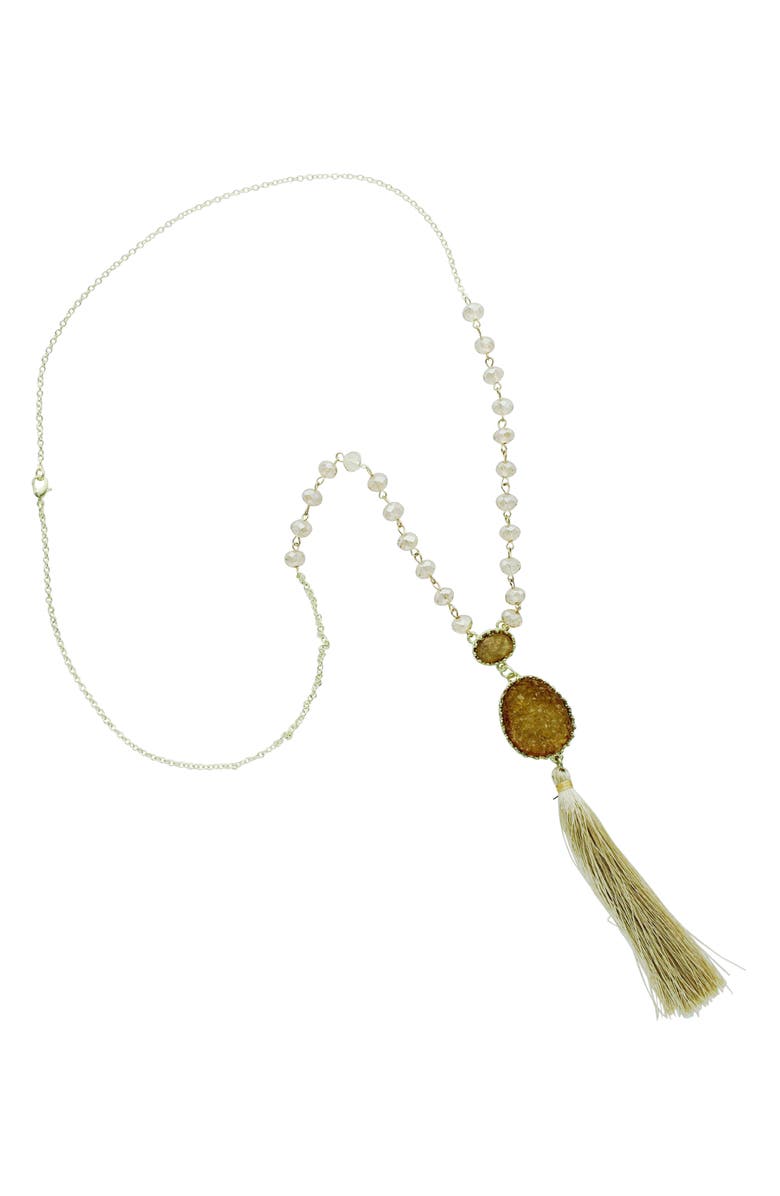 OLIVIA WELLES Druzy Tassel Necklace, Alternate, color, Gold