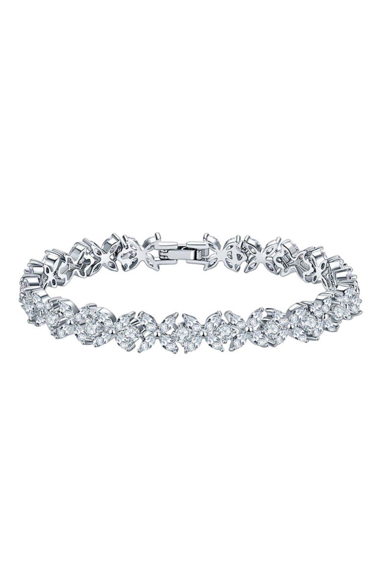 DLORIA Elegant Round and Marquise Cut Tennis Bracelet, Main, color, 