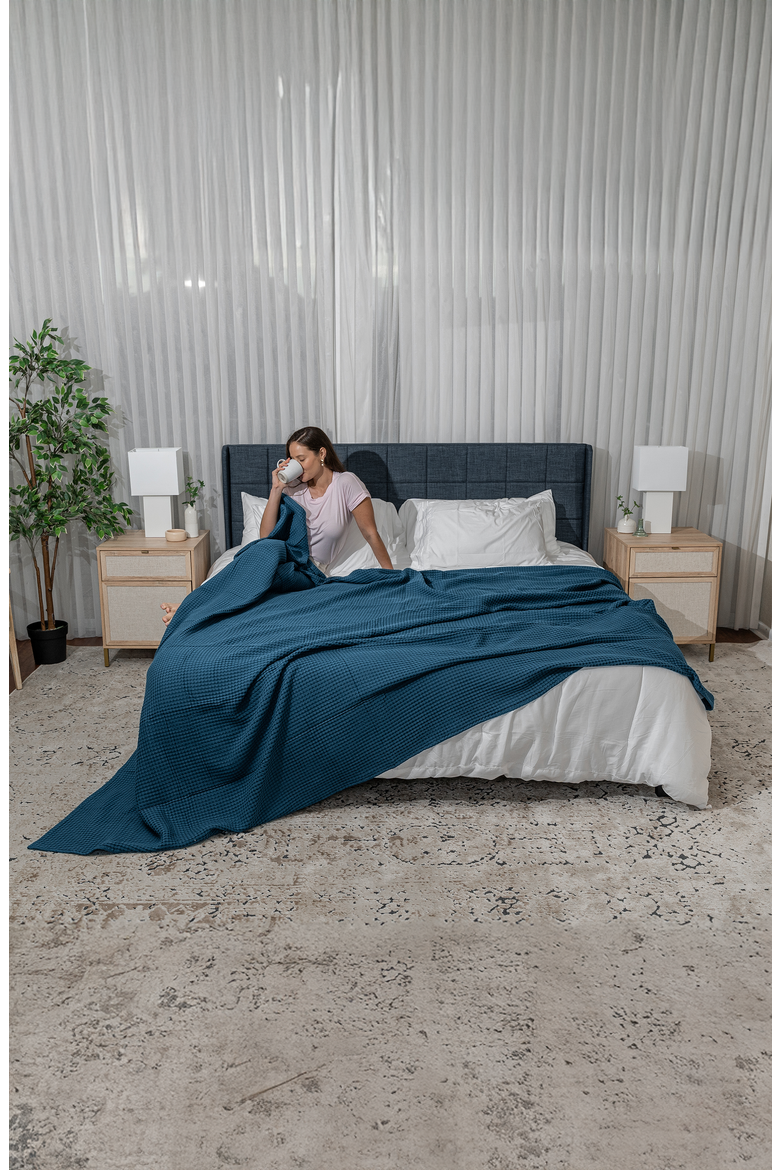 Adult Waffle Blanket, Alternate, color, Neptune