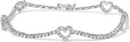 Haus of Brilliance 14K White Gold 1 1/2 Cttw Diamond Heart Station Strand Bracelet - 7.5 Inches