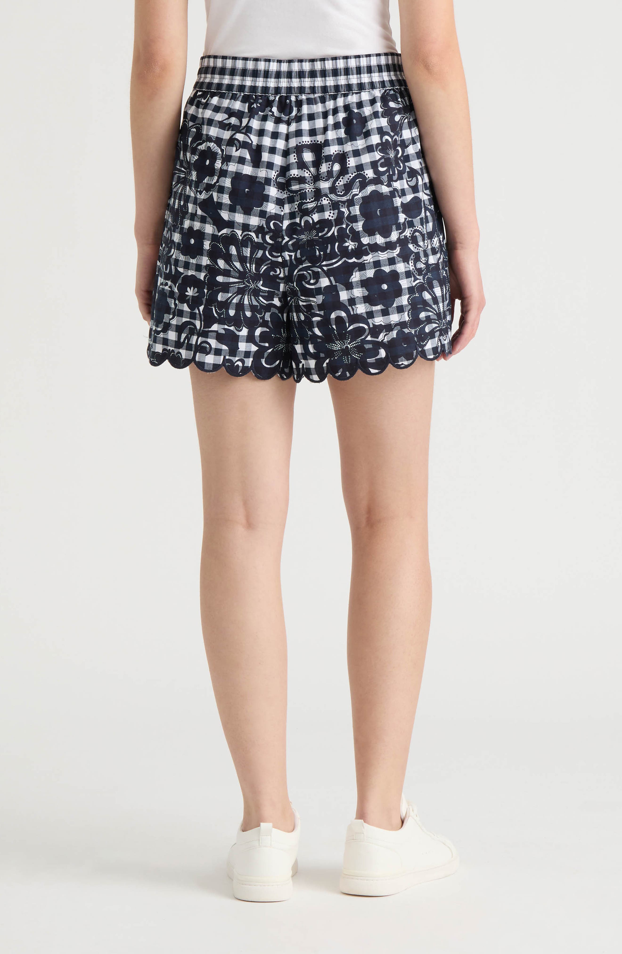 Floral Gingham Cotton Poplin Drawstring Shorts - image 4