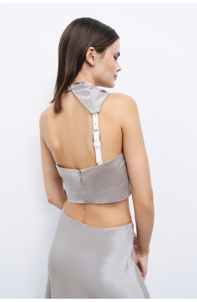 Nocturne Backless Draped Blouse with Detachable Belt Detail, Alternate, color,