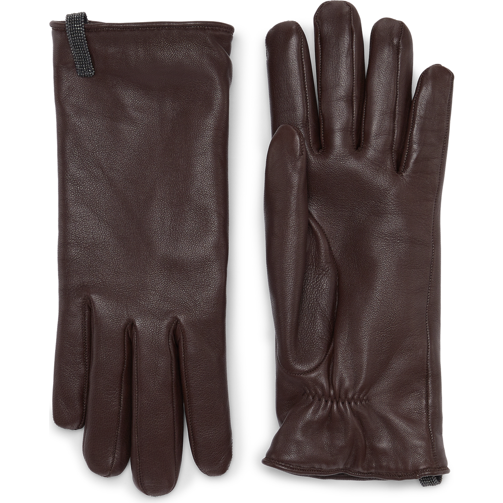 Brunello Cucinelli Nappa Leather Gloves In Brown