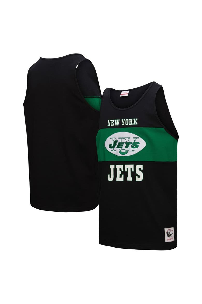 Men's Mitchell & Ness Black New York Jets Retro Colorblock Tank Top, Main, color, Black