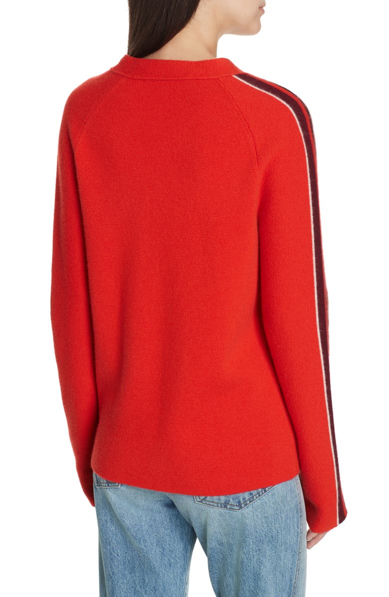 Proenza Schouler PSWL Stripe Sleeve Merino Wool & Cashmere Cardigan, Alternate, color, 