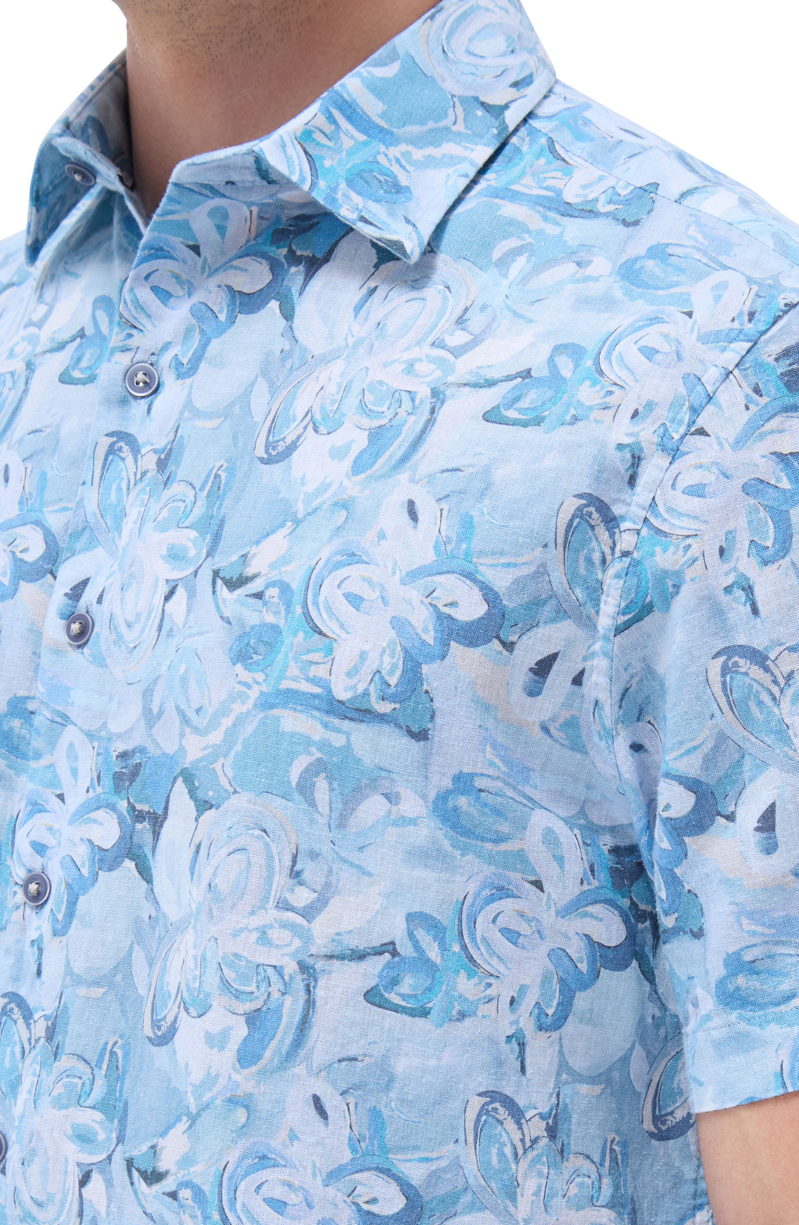 Orson Shaped Fit Cotton & Linen Camp Shirt - image 2
