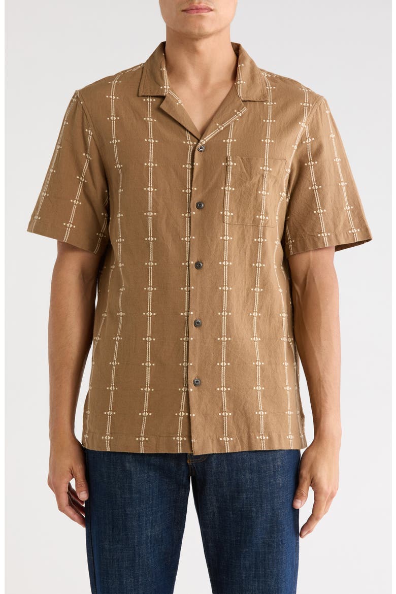 Embroidered Cotton Camp Shirt, Main, color, SHITAKE