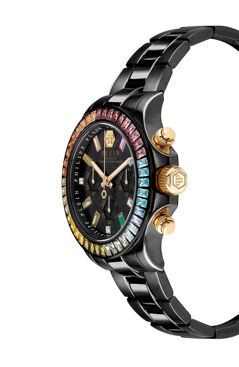 PHILIPP PLEIN Nobile Silicone Strap Chronograph Watch, 43mm, Alternate, color, Ip Black