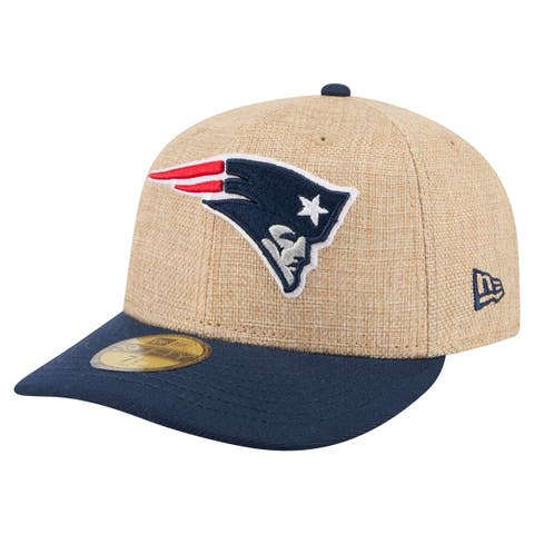 Men's New Era Natural/Navy New England Patriots Pre-Curved Twine 59FIFTY Fitted Hat