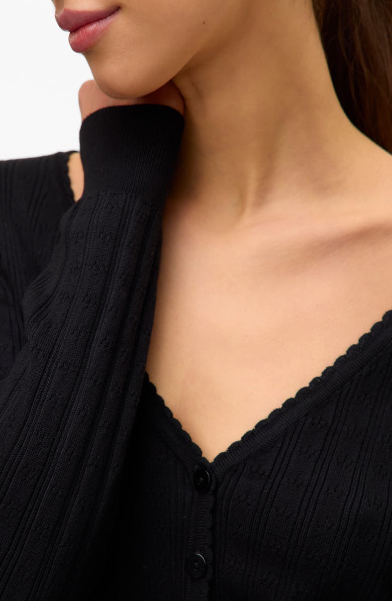 VERO MODA Willow Scallop Cardigan, Alternate, color, Black