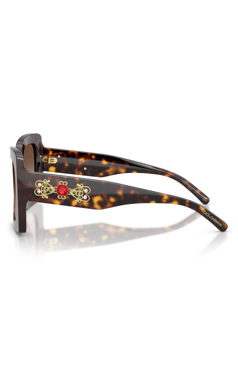 Dolce&Gabbana 54mm Square Sunglasses, Alternate, color, Havana / Gradient Brown