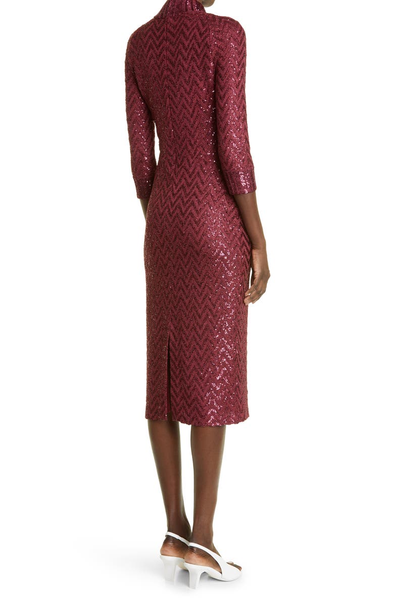 St. John Evening Chevron Sequin Knit Dress, Alternate, color,