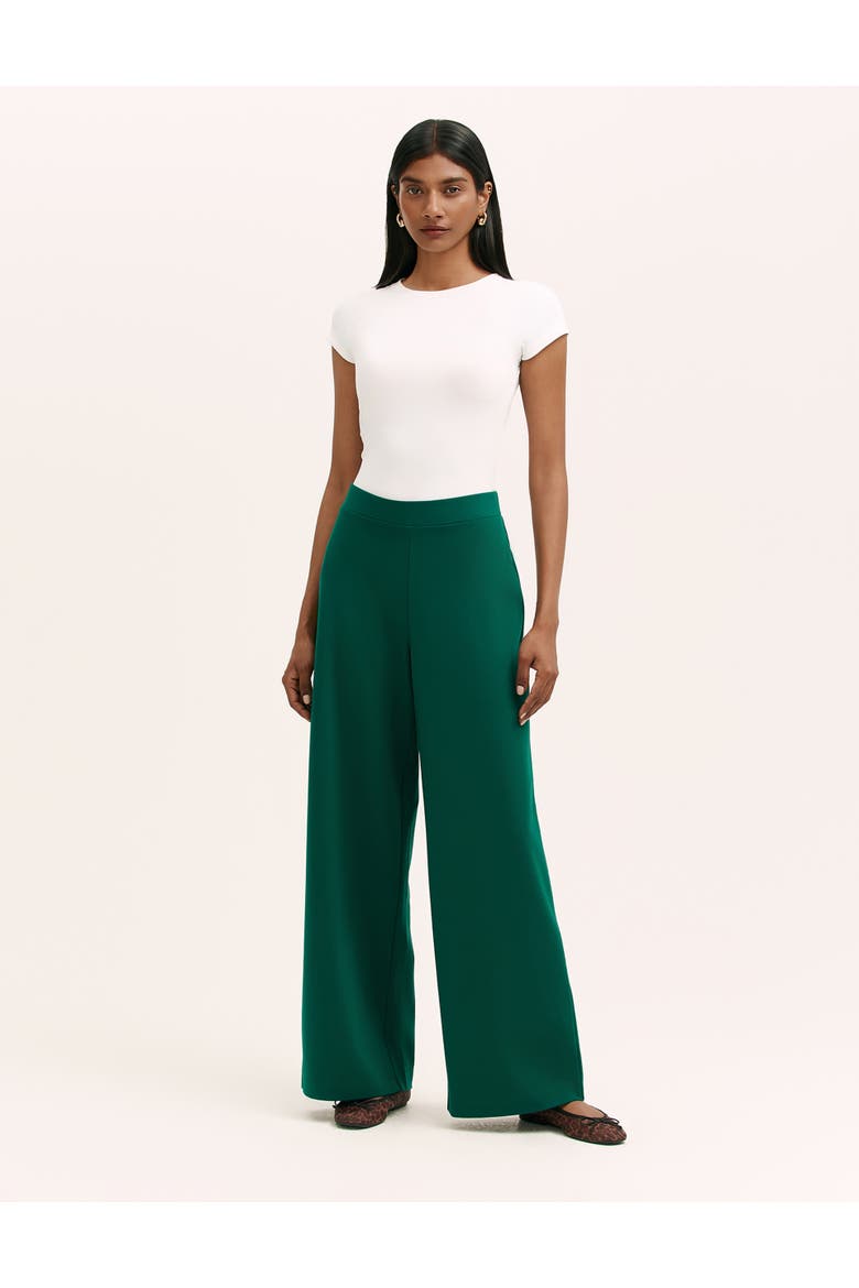 Kenzie Ponte Jersey Wide Leg Trousers, Alternate, color, Bottle Green